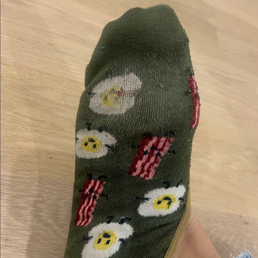 Green Socks with Egg and Bacon Design - Picture 4 of 4